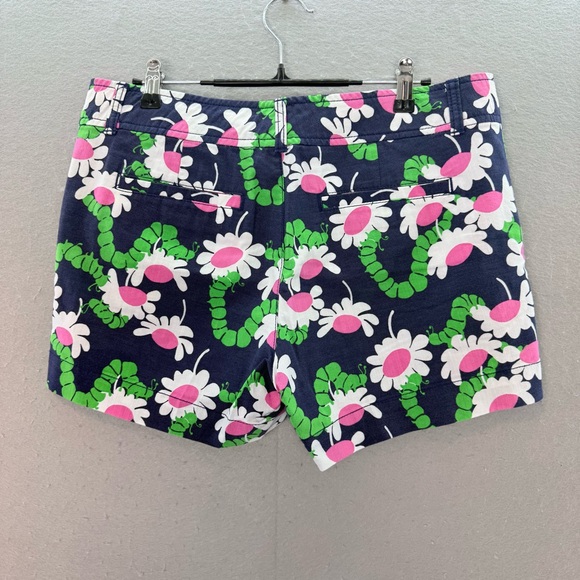 Lilly Pulitzer women cotton blend floral navy yum yum Caterpillar shorts pants 8 - Picture 7 of 7